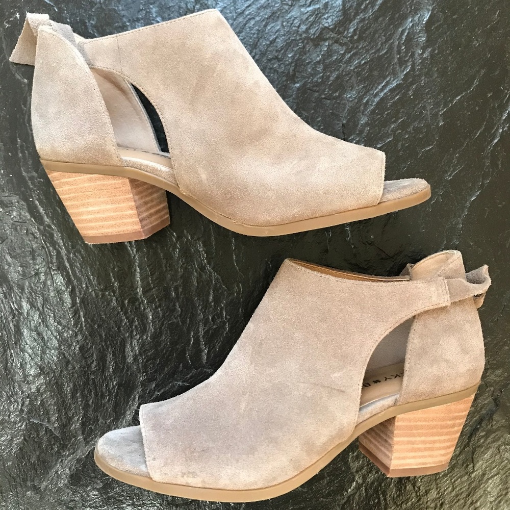 Lucky Brand - Taupe Open Toe Heeled Booties